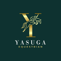 Elegant Luxury Abstract Line Letter  Y Monogram Horse Jump Alphabet Logo, Show Jumping Logo, Horse Jump, Typography