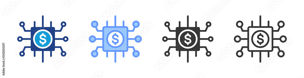 Poster fintech icon set multiple style collection