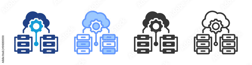 Poster Big Data icon set multiple style collection