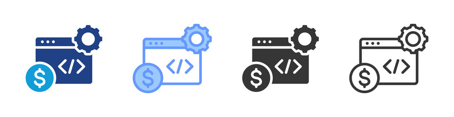 Fintech Development icon set multiple style collection