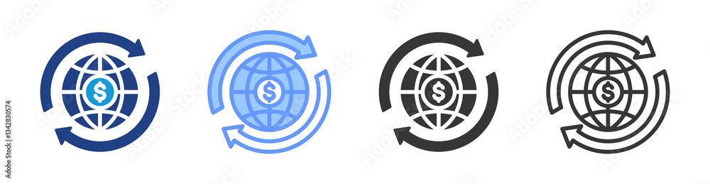 Poster Globalization icon set multiple style collection