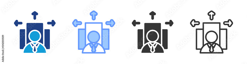 Poster Outsourcing icon set multiple style collection