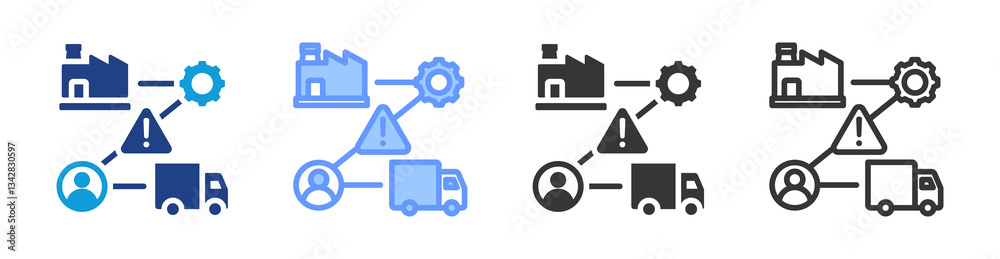 Poster Supply Chain Disruption icon set multiple style collection