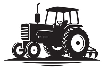 Agricultural Tractor Silhouette Vector Illustration for Farming and Harvest