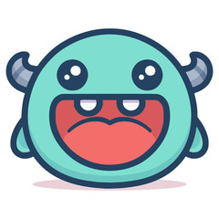 cute monster smile happy cartoon character flat color vector illustration template design