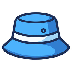 blue bucket hat fashion travel summer flat color vector illustration template design