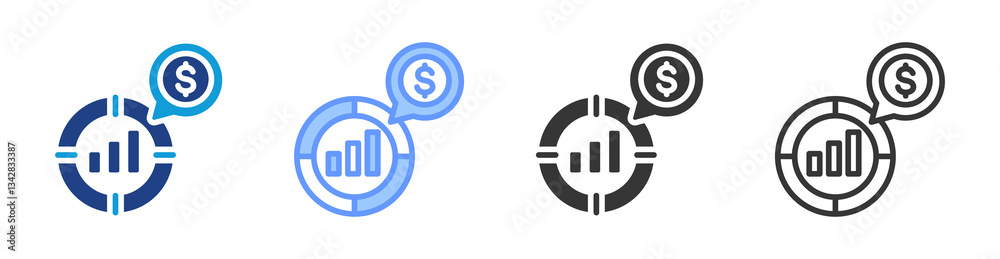 Poster market penetration icon set multiple style collection