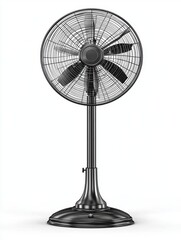 Stand-Up Metal Fan with Adjustable Height and Five Blades in Modern Design for Indoor and Outdoor Use