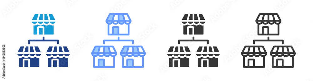 Poster franchise icon set multiple style collection