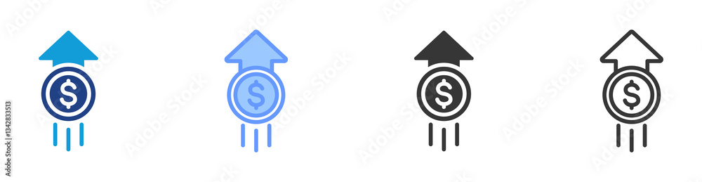 Poster business startup icon set multiple style collection