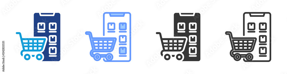 Poster Ecommerce icon set multiple style collection
