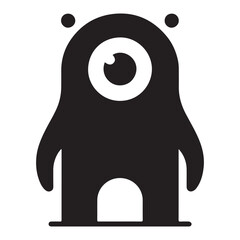 Cute One-Eyed Monster Silhouette Vector Illustration for Kids