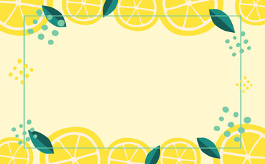 フレッシュかわいいレモンの背景フレーム