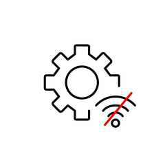 Cogwheel and no wi-fi symbol. Remote maintenance service, security settings. Pixel perfect vector icon