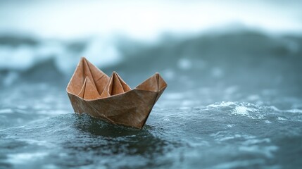A paper boat, a miniature vessel of resilience, braved the turbulent waves of a stormy sea, its journey a testament to the human spirit is ability to face adversity.