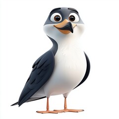 Naklejka premium Cute cartoon bird character design with bold features and bright colors, perfect for children's illustration and educational materials