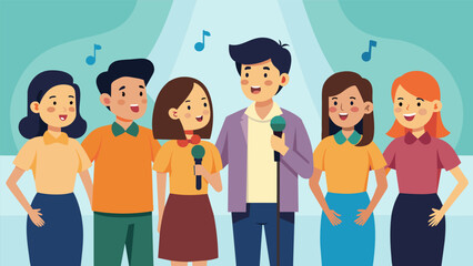 Obraz premium The auditions for the schools a cappella group were filled with harmonies and powerful vocals as students sang their hearts out hoping to be chosen to join the talented group.. Vector illustration