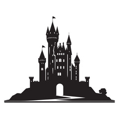 Obraz premium Majestic Castle Silhouette Illustration Enchanting Fantasy Landmark For Architecture Enthusiasts