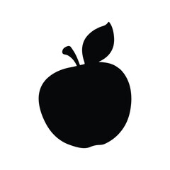 apple with leaf silhouette on white background