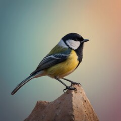 Minimalist Digital Art of a Tit with Sleek Lines and a Subtle Gradient Background