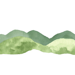 Lush green mountains create serene landscape, evoking tranquility and peace