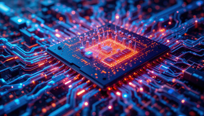 A close up of a computer processor chip, representing quantum computing breakthrough technology.