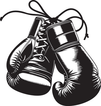 Black and White Boxing Gloves Vector Illustration
