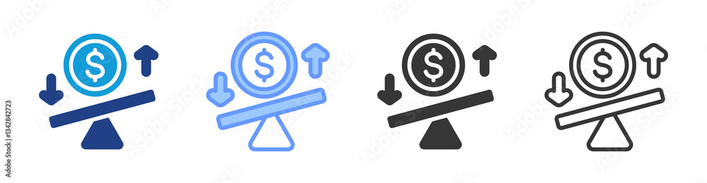 Poster Variable Cost icon set multiple style collection