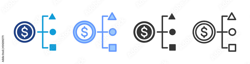 Poster Cost Structure icon set multiple style collection