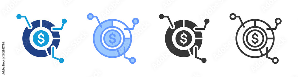 Poster Fund Allocation icon set multiple style collection