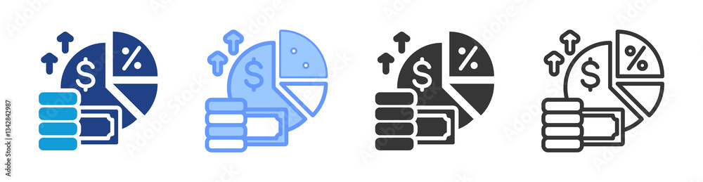 Poster profit margin icon set multiple style collection