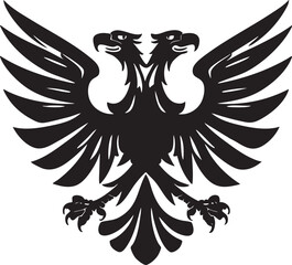 Albanian Flag Double Headed Eagle Black Vector Graphic