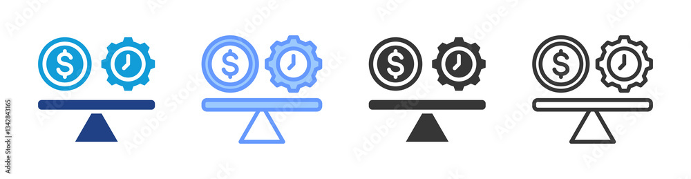 Poster Break Even icon set multiple style collection