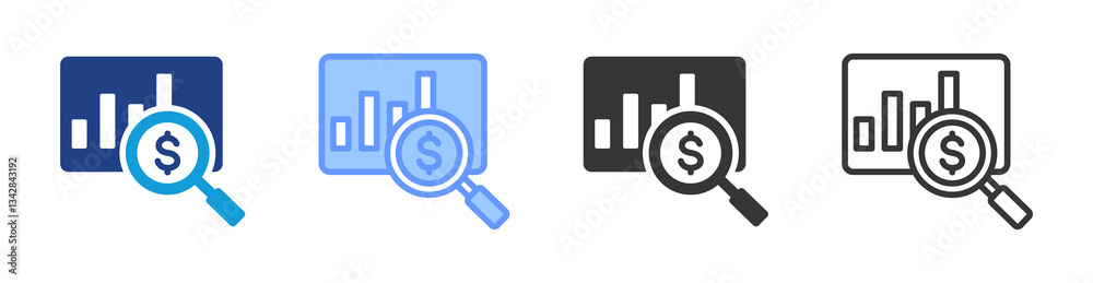 Poster Analysis icon set multiple style collection