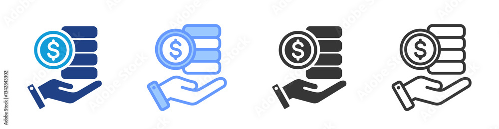Poster Cost icon set multiple style collection