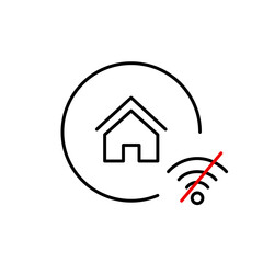 Smart home disconnected wi-fi. Service unavailable, maintenance, internet technical issues. Pixel perfect vector icon