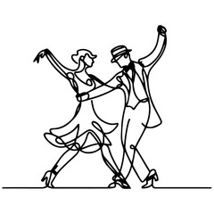 vector illustration of a couple, vector illustration of a dancing couple, Elegant Dancing Line Art