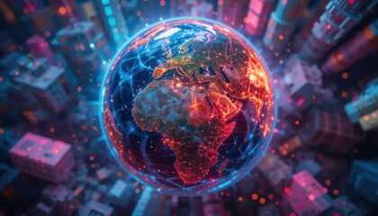Digital earth abstract network connections representing global technology concepts