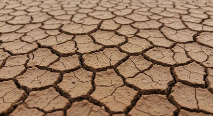 Dry cracked earth surface showcasing severe drought conditions in nature