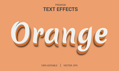 Orange 3D Editable Text Effect, Style Text Effect Mockup, Set Elegant white orange gradient Abstract text effect,