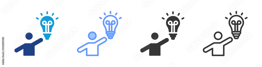 Poster Proactivity icon set multiple style collection