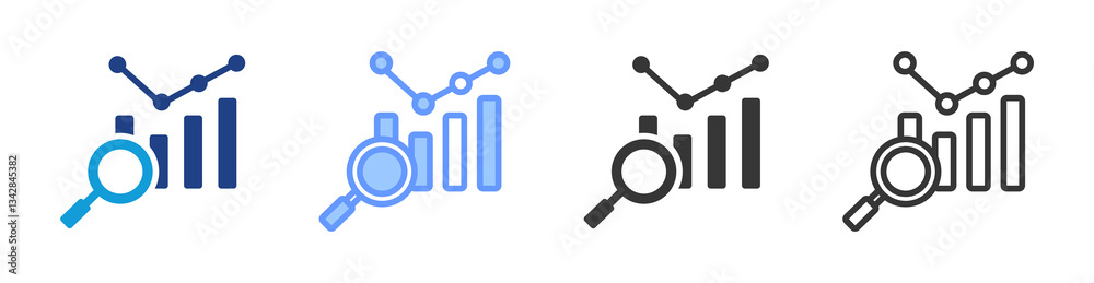 Aufkleber Analysis icon set multiple style collection