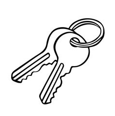Two Classic Shaped Keys Attached to Ring with Teeth and Round Holes, Traditional Keys, Security, and the Symbol of Access to Private Spaces or Property 