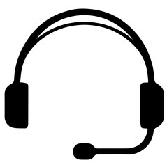 Black Silhouette of Headset with Microphone on Flexible Boom Arm, Call Center Operations, Customer Support, Outbound and Inbound Calls, and Sales & Marketing Services