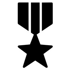 Medal featuring three vertical stripes at the top and a five-pointed star at the bottom, recognition for courage, military duty, and defense of the homeland