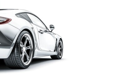 White sports car, studio, isolated, rear view