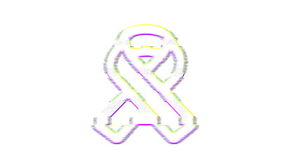 Icon ribbon is distorted. Glitch. Noise, chromatic aberration, geometric distortion