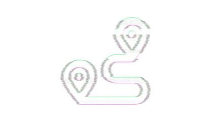 Fototapeta premium Icon route is distorted. Glitch. Noise, chromatic aberration, geometric distortion
