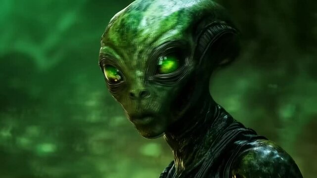 The green alien stepped cautiously onto the Earth, its large eyes wide with wonder as it took in the vibrant surroundings.