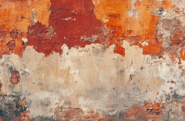 Fototapeta premium Peeling paint, aged brick wall, exterior